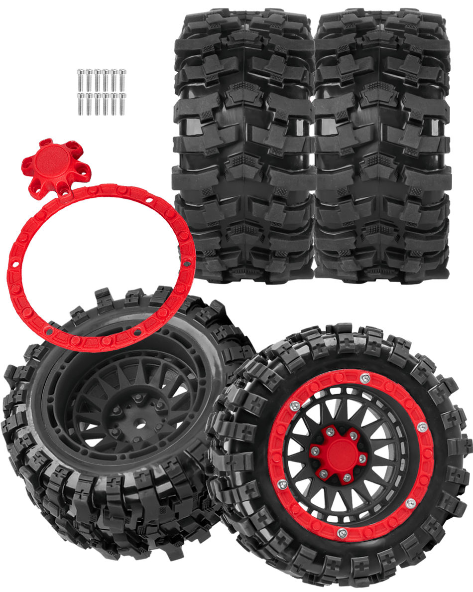 RCarmubWow RC Truck Wheels and Tires Plastic Wheels for 1/16 Traxxas Summit E-Revo,Arrma Gorgon Grom,Mini Kraton 3S, MJX 16207-16210, HBX 16889 16890,SCY 16101-16106