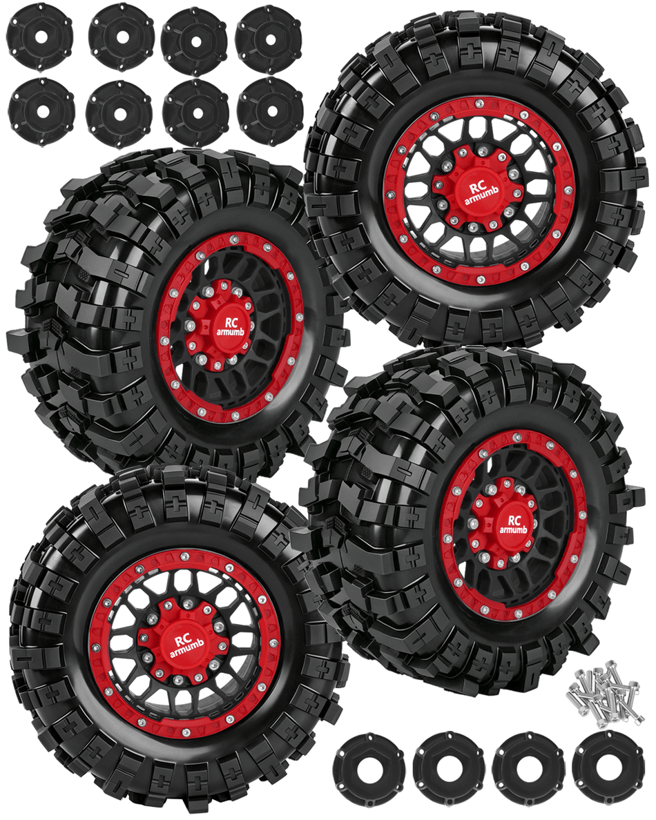 RCarmumb 1/10 Monster Truck Tires for Traxxas 2WD 4X4 Slash Rustler Stampede Hoss,Arrma Senton Granite Vorteks Big Rock 3S,Axial Redcat RC4WD