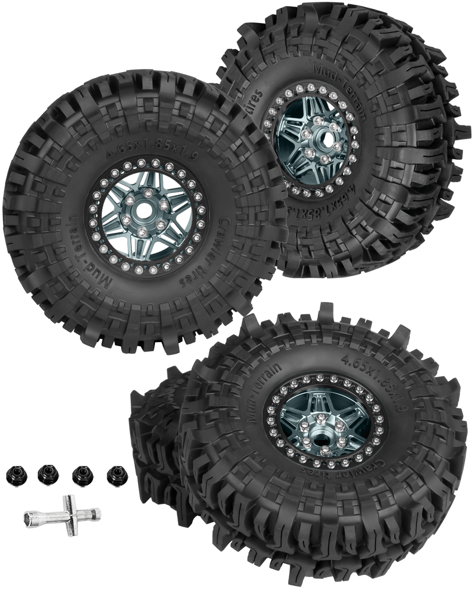 RCarmumb RC 1.9 Beadlock Wheels and Tires for 1/10 Axial SCX10 Crawler