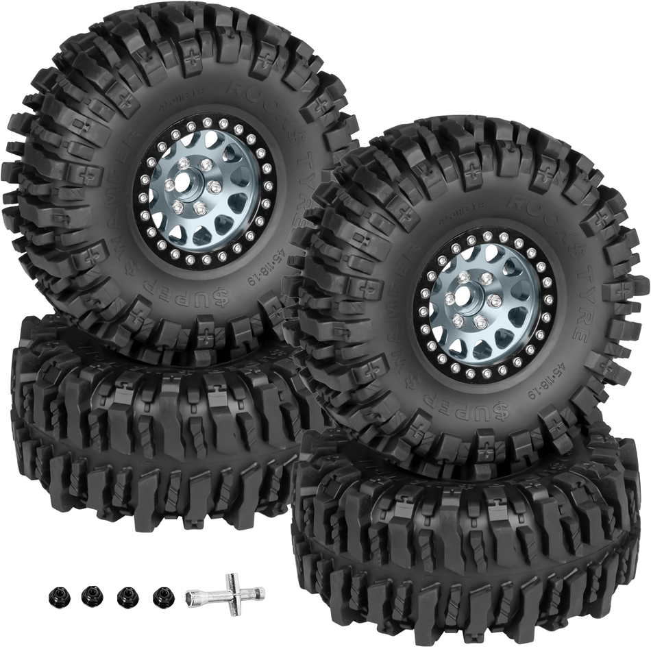 RCarmumb 1.9" Beadlock Wheels and Tires for 1/10 RC Crawler Axial SCX10 Traxxas TRX4 TRX6