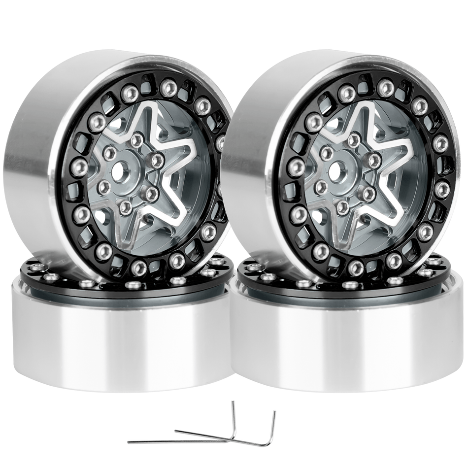RCarmumb 1.3 Inch RC Crawler Wheels Aluminum Alloy Rims Set Compatible with Traxxas TRX4M Redcat Ascent-18 Axial SCX24 FMS FCX24