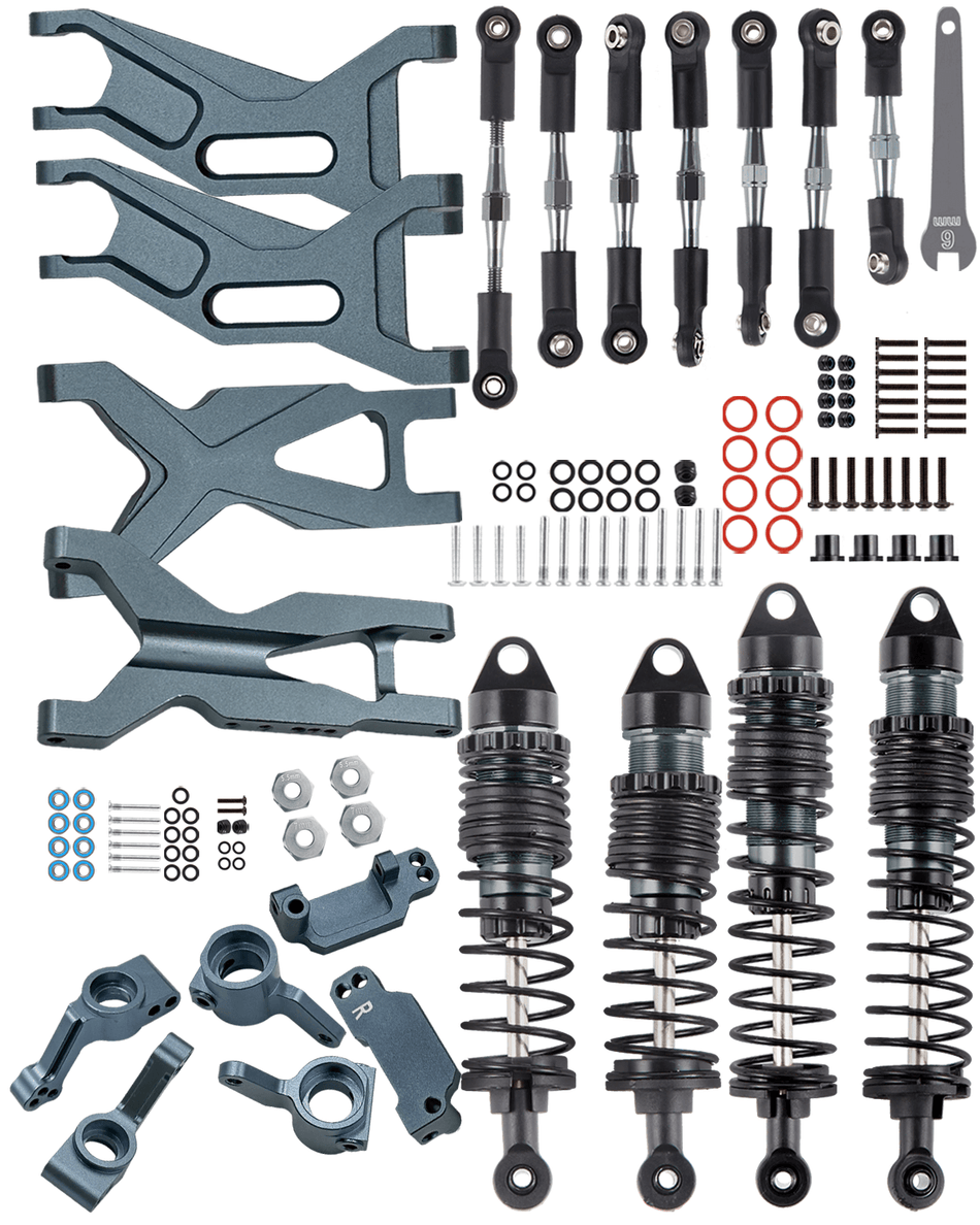 RCarmumb Upgrades Part for 1/10 Traxxas Rustler 2WD（VXL） /Stampede 2WD （VXL）,Alloy RC Suspension Arms,Shocks,Steering Blocks Caster Blocks C-Hubs Stub Axle Carriers,Turnbuckles Camber Link