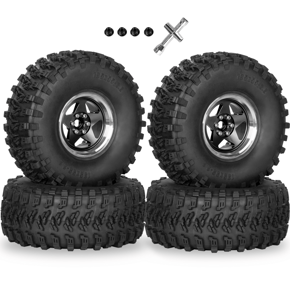 RCarmubWow RC 2.2" Beadlock Wheels and Tires for 1/10 RC Crawler Axial SCX10 III 90046 Traxxas TRX4 D90