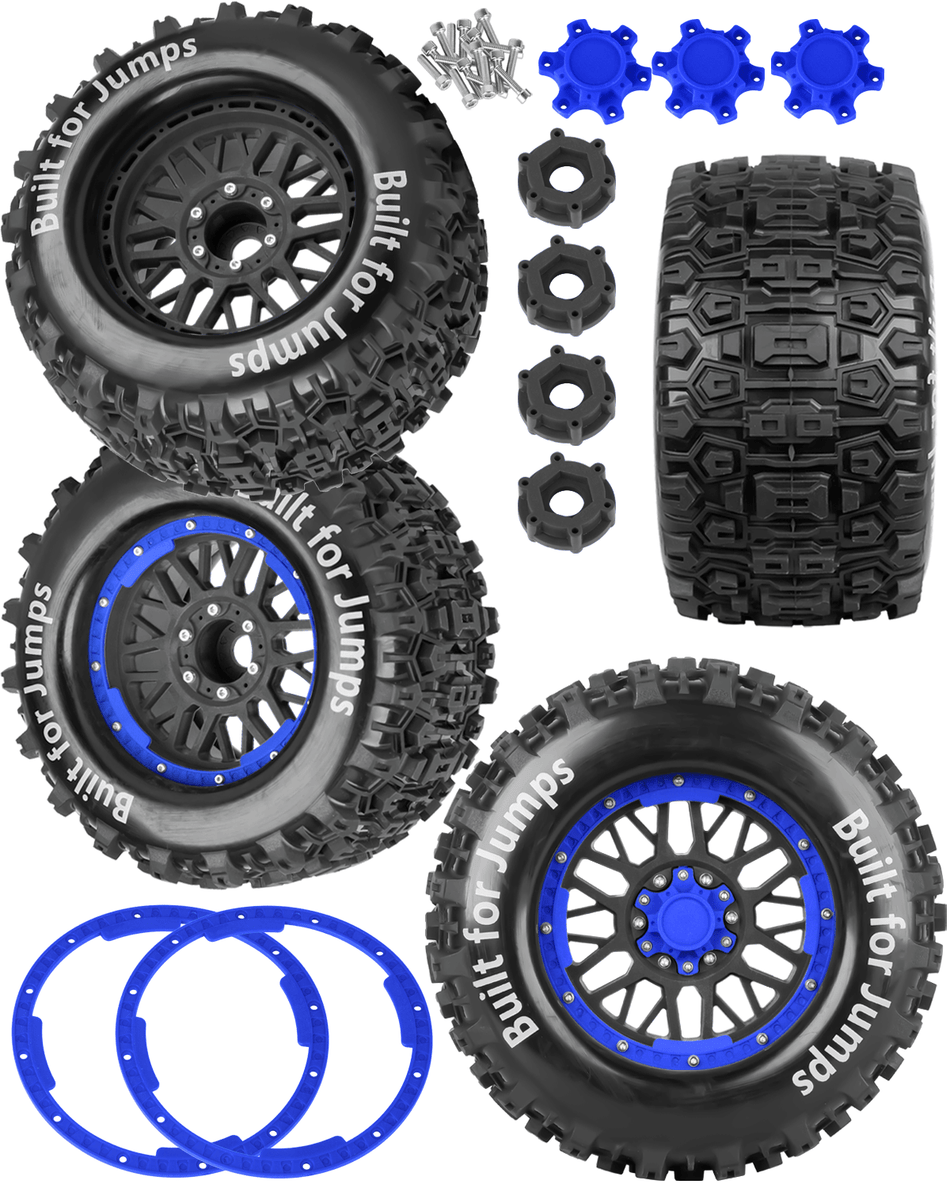 RCarmumb 1/8 1/10 17mm Hex RC Truck Tires,Wheels and Tires for 1/10 Traxxax E-Revo T-Maxx Summit,1/8 Arrma Kraton Outcast 6S,Traxxas Sledge,4PCS