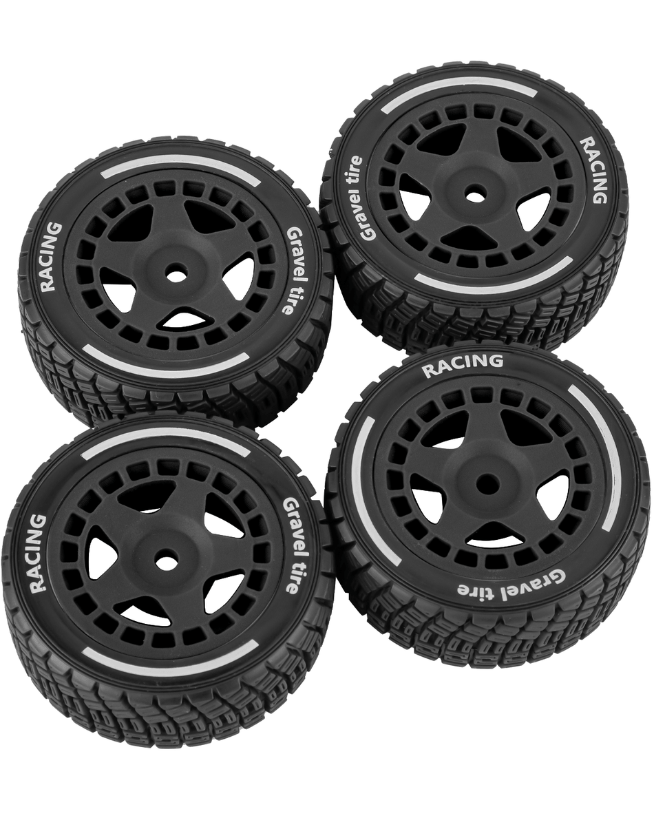 RCarmubWow 4PCS Plastic Wheels & Rubber Tires RC Car Replacement Parts, 1/14 Scale Compatible with MJX 14301 14302 14303 14304