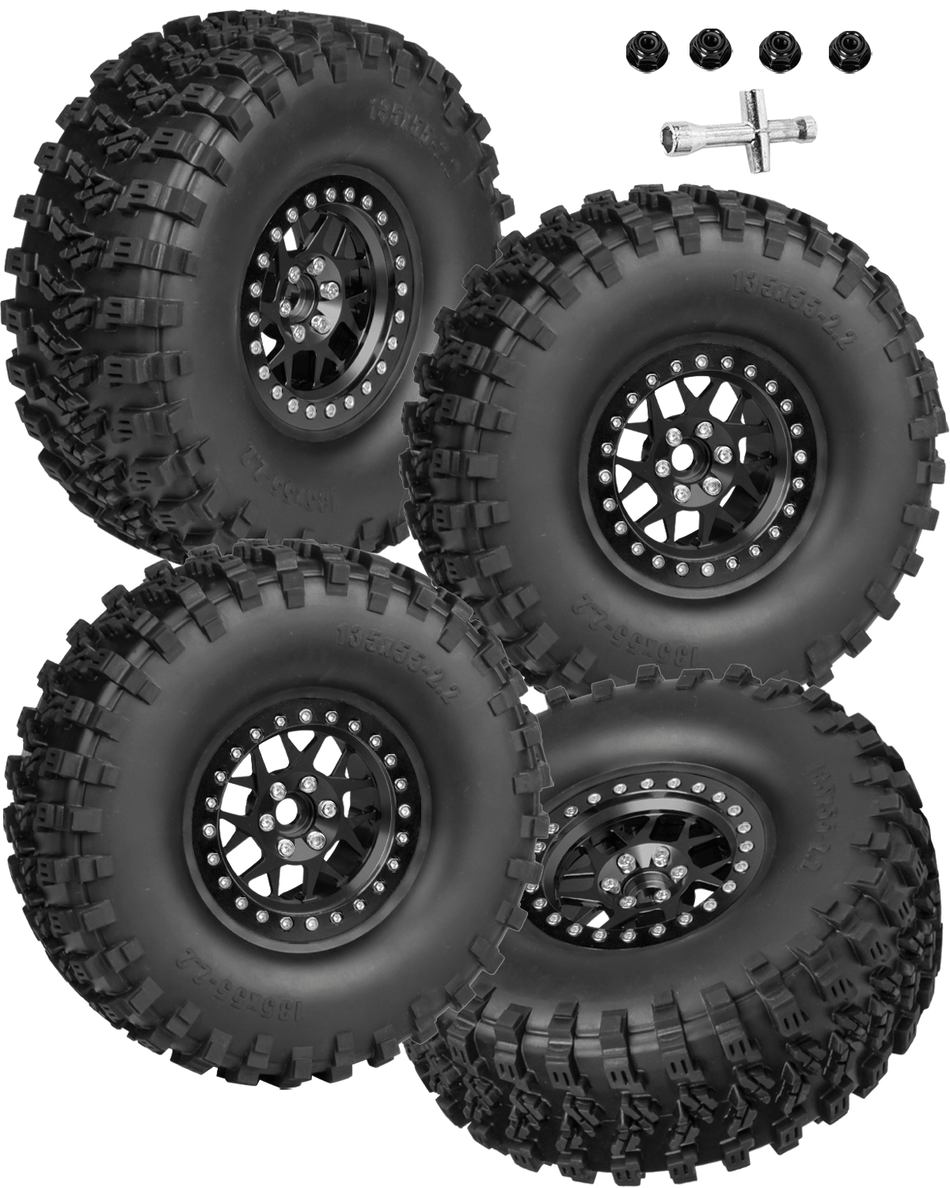 RCarmumb 2.2" Beadlock Tire Set for 1/10 RC Crawler TRX4 6