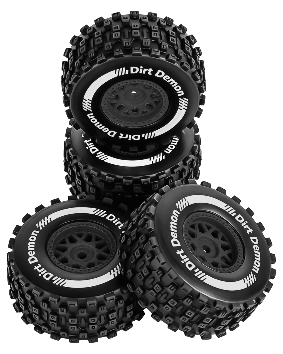 RCarmumb Plastic Wheel Rim Rubber Tire for 1/16 Traxxas Mini Slash 4X4,Arrma Mojave Grom Short Course RC Truck