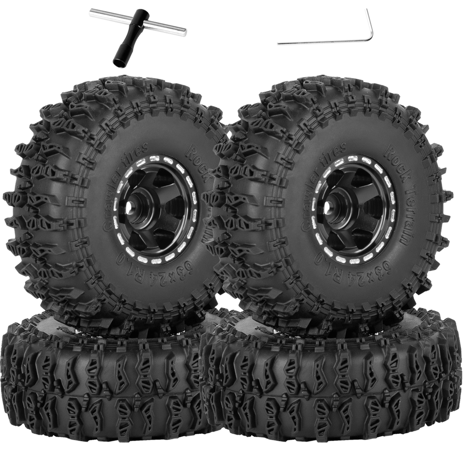 RCarmubWow 1.0 Beadlock Wheel Tires Set for 1/24 Axial SCX24,1/18 Traxxas TRX4M RC Crawler Car