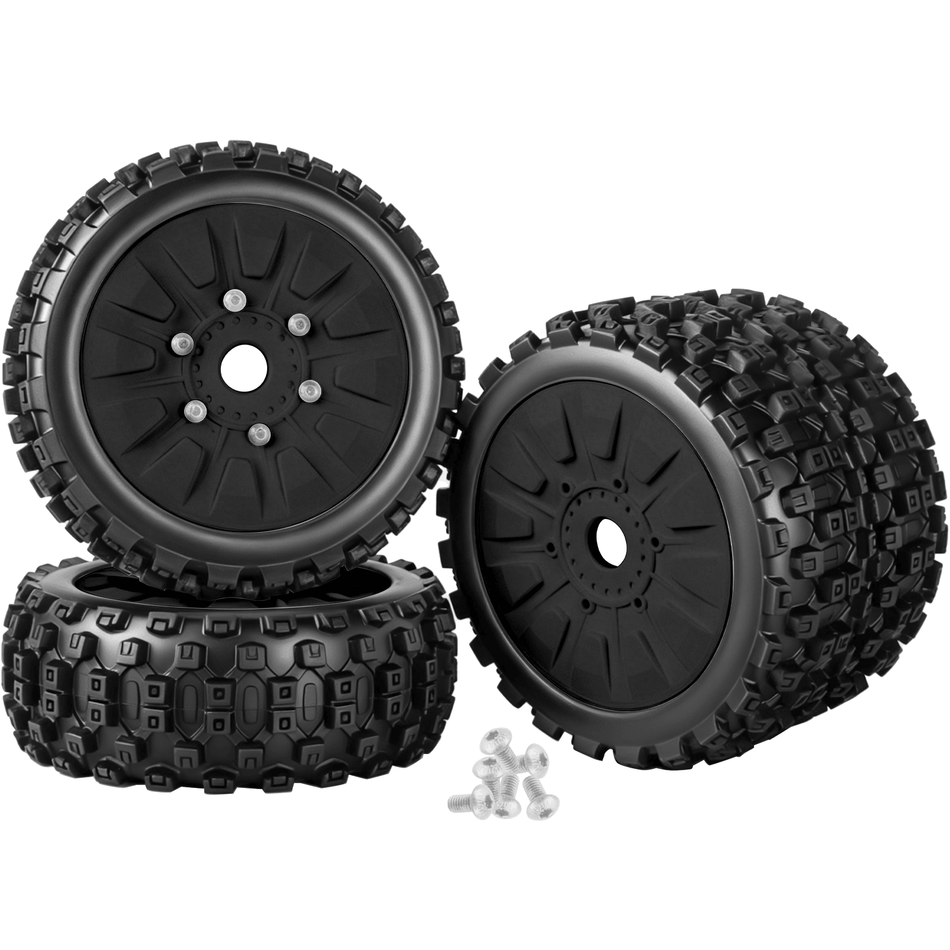 RCarmumb RC Buggy Wheels & Tires for 1/8 Arrma Typhon 3S 6S,Talion/Senton 6S,Losi 8IGHT,Team Associated,HPI,RC Off Road Rubber Tyre w/Plastic Wheel