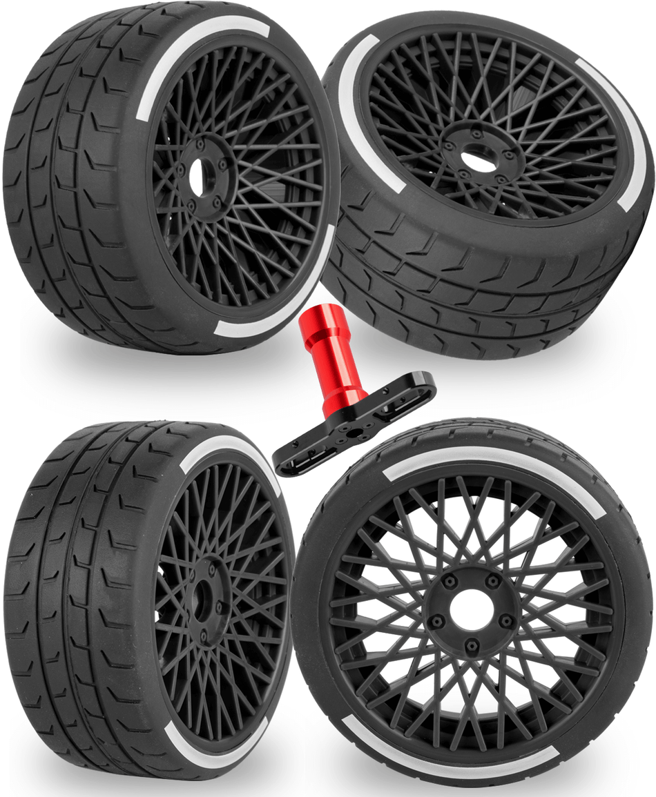 RCarmubWow RC Wheels and Tires On Road Tire Tyre for Arrma 1/7 Felony 6S BLX,17mm Hex Plastic Wheels RC Truck Tires Highway Tire On Road Tyre,4pcs