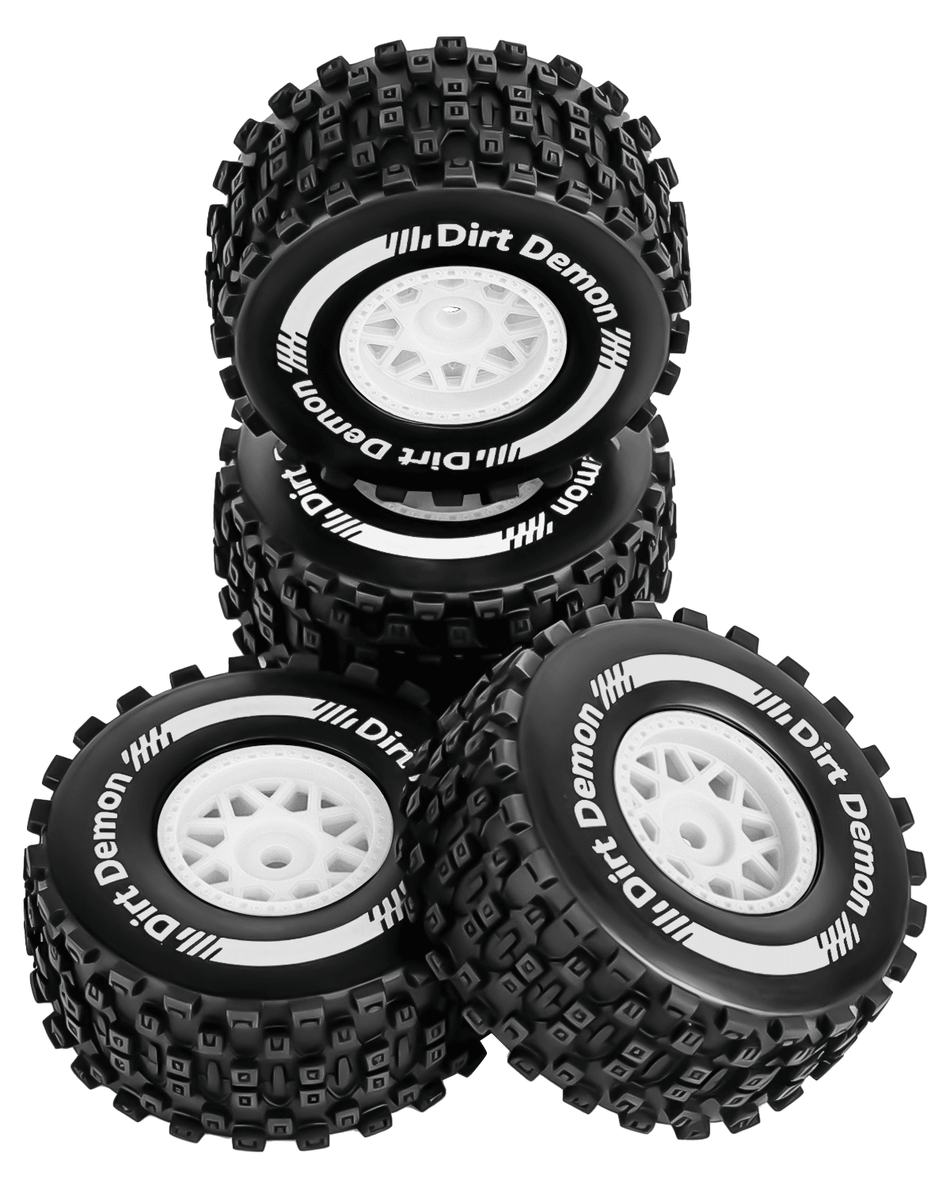RCarmumb Plastic Wheel Rim Rubber Tire for 1/16 Traxxas Mini Slash 4X4,Arrma Mojave Grom Short Course RC Truck