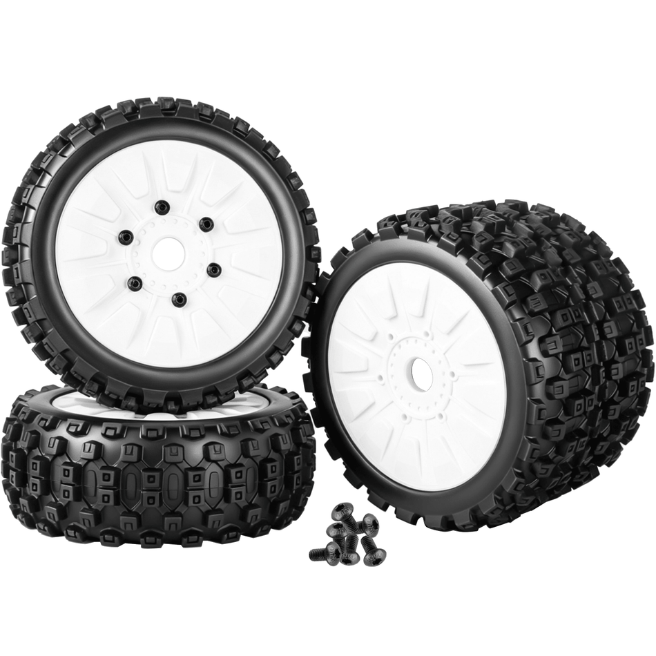 RCarmumb RC Buggy Wheels & Tires for 1/8 Arrma Typhon 3S 6S,Talion/Senton 6S,Losi 8IGHT,Team Associated,HPI,RC Off Road Rubber Tyre w/Plastic Wheel