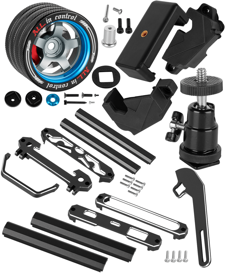 RCarmubWow Transmitter Protector Frame&Remote Control Base&Hand Wheel&One-Handed Control Adapter Steering Wheel&Phone Mount Holder Upgrades Part for Flysky Noble NB4