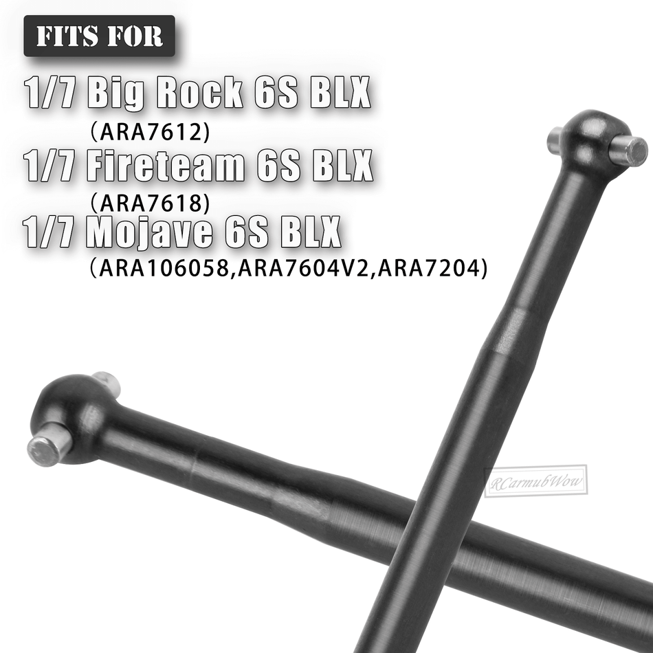 RCarmubWow RC Center CVD Dogbone Upgrades Part for Arrma 1/7 Big Rock/Fireteam/Mojave 6S BLX,Harden Steel Front Rear Center Driveshafts,Replace #ARA310952#AR310460