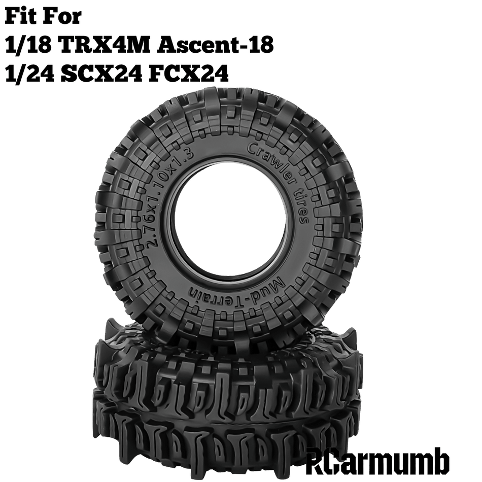 RCarmumb 1.3" Crawler Tires for 1/18 Traxxas TRX4M Redcat Ascent-18, 1/24 Axial SCX24 FMS FCX24 RC Crawler Car,Super Soft Sticky Tyres Mud Terrain Tires,Style A