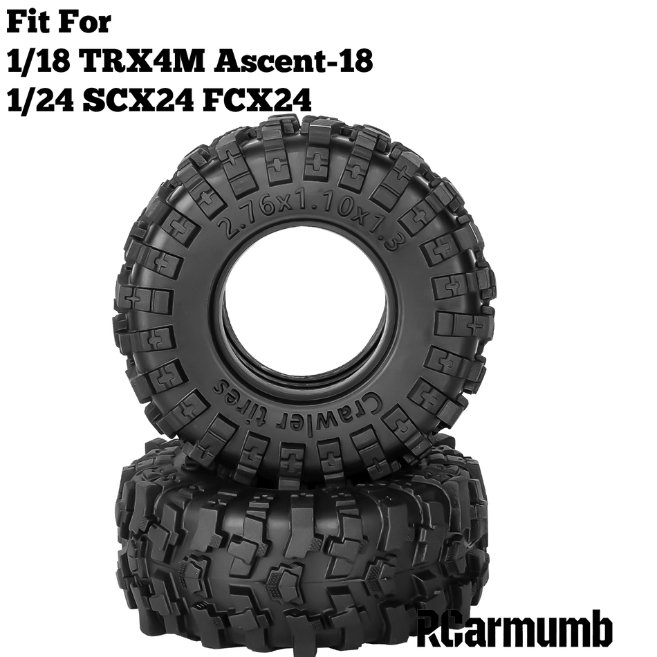 RCarmumb 1.3" Crawler Tires for 1/18 Traxxas TRX4M Redcat Ascent-18, 1/24 Axial SCX24 FMS FCX24 RC Crawler Car,Super Soft Sticky Tyres Mud Terrain Tires,Style B