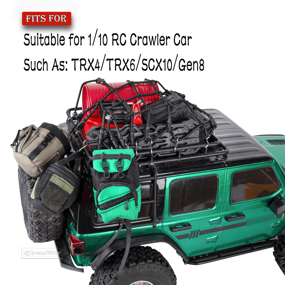 RCarmubWow RC Crawler Accessories Roof Simulation Decoration for 1/10 Traxxas Trx4 Trx6 ,Axial SCX10,Redcat,Luggage Bag/Fire Extinguisher/Oil Drum/Recovery Board/Toolbox/Fuel Tanks/Antennas