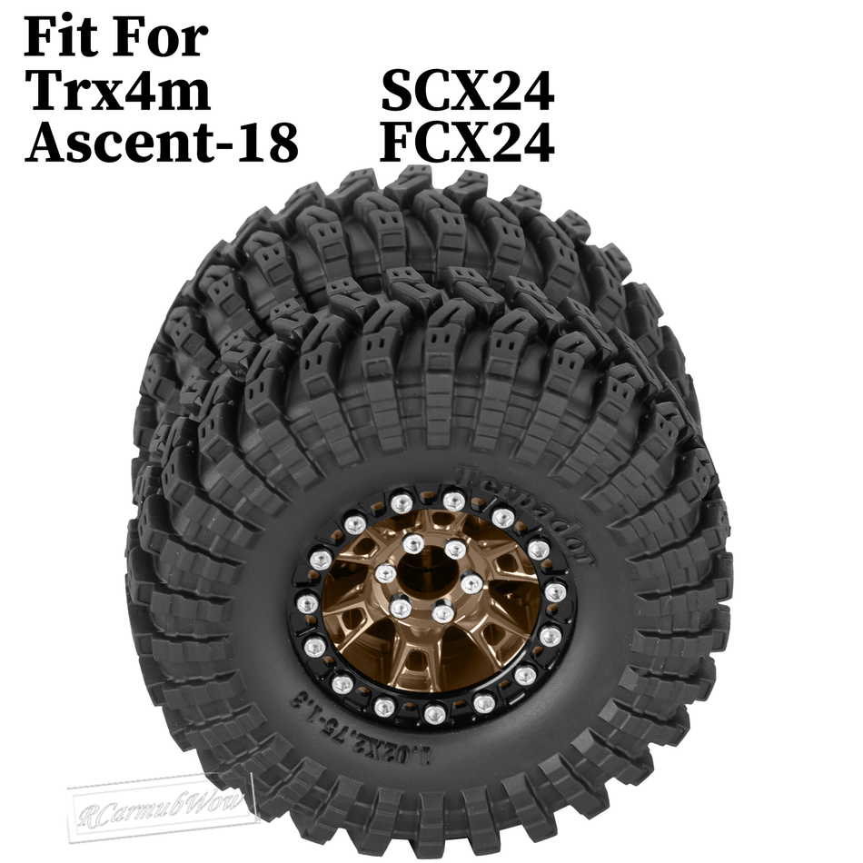 RCarmubWow 1.3 Beadlock Wheels and Tires Single & Dually for 1/18 Traxxas TRX4M,Redcat Ascent-18,1/24 Axial SCX24,FMS FCX24 RC Crawler Car
