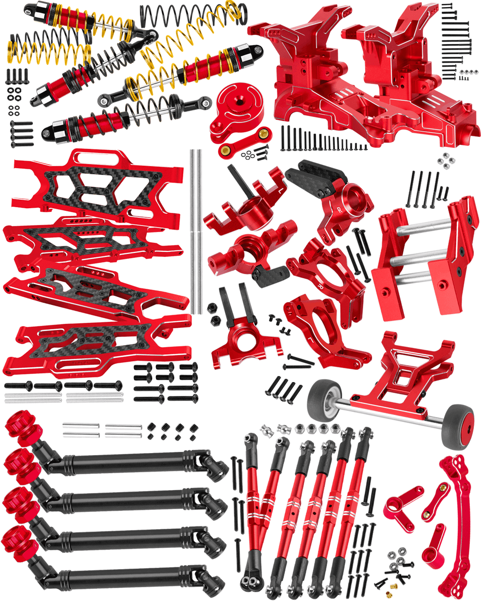 RCarmubWow Upgrades Part for Arrma 1/10 Kraton/Outcast 4x4 4S V2 BLX,RC Shock Absorber,Driveshafts,A-Arm,Turnbuckles,Caster Blocks Set,Steering,Front Rear Gearbox,Wheelie Bar,Wing Mout,25T Servo