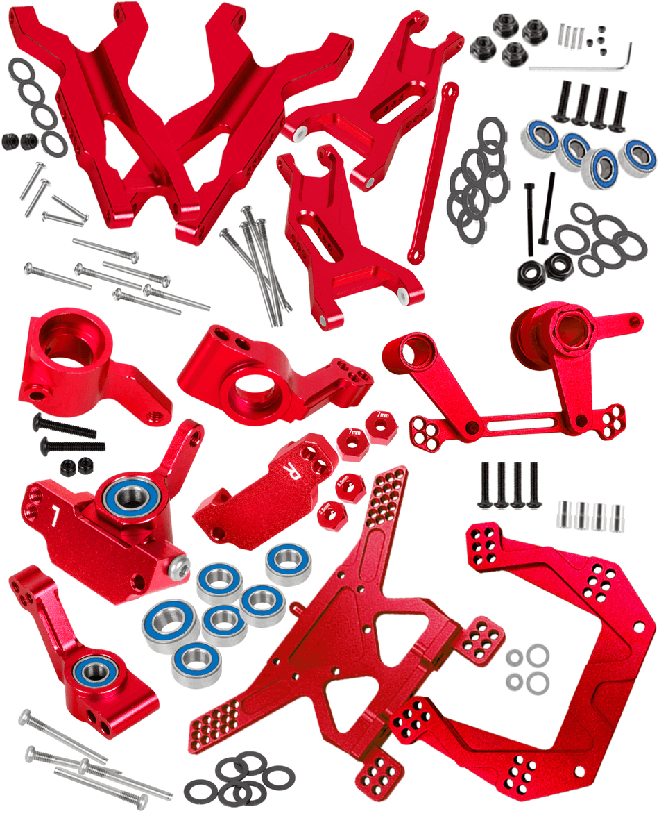 RCarmumb RC Upgrade Parts for Traxxas Rustler/Stampede 2WD(VXL), Front/Rear Suspension A-Arms,Steering Blocks,Caster Blocks C-Hubs,Stub Axle Carriers,Shock Towers,Steering Bellcrank