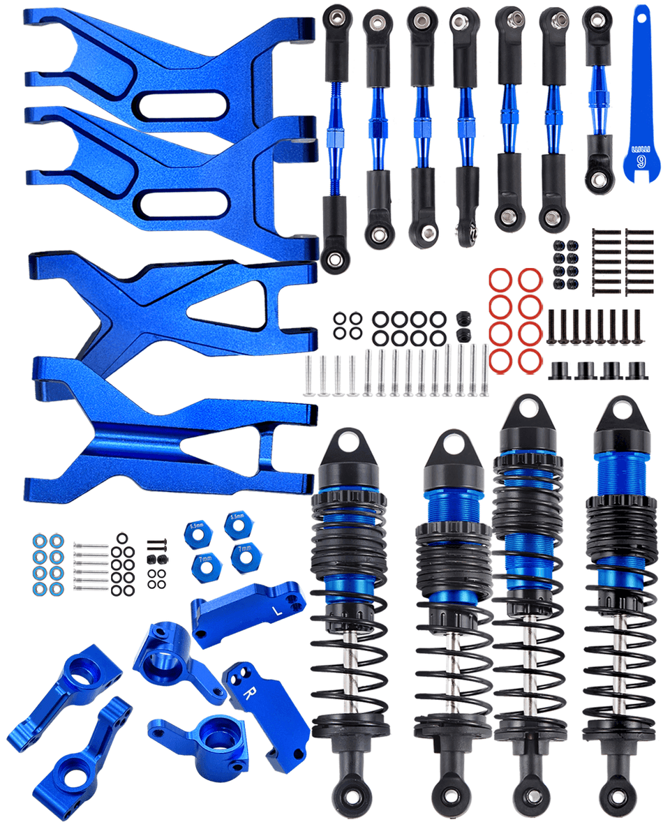 RCarmumb Upgrades Part for 1/10 Traxxas Rustler 2WD（VXL） /Stampede 2WD （VXL）,Alloy RC Suspension Arms,Shocks,Steering Blocks Caster Blocks C-Hubs Stub Axle Carriers,Turnbuckles Camber Link