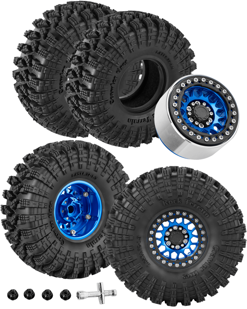RCarmubWow 1.9" Beadlock Wheels and Tires for 1/10 Axial SCX10 90046 AX103007 Traxxas TRX4 TRX6 D90 Gen7 8 MST VS4-10 RC Crawler