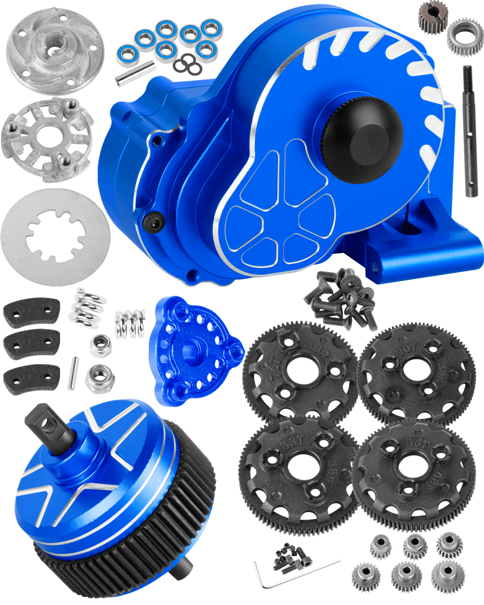 RCarmubWow Metal Transmission Complete Upgrades Part for 1/10 Traxxas Slash/Rustler/Stampede/Bandit 2WD(VXL),Gearbox Case w/76T 83T 86T 90T Gear,Diff,Slipper Clutch & Rebuild Kit,Pressure Plate
