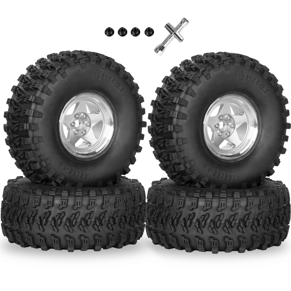 RCarmubWow RC 2.2" Beadlock Wheels and Tires for 1/10 RC Crawler Axial SCX10 III 90046 Traxxas TRX4 D90