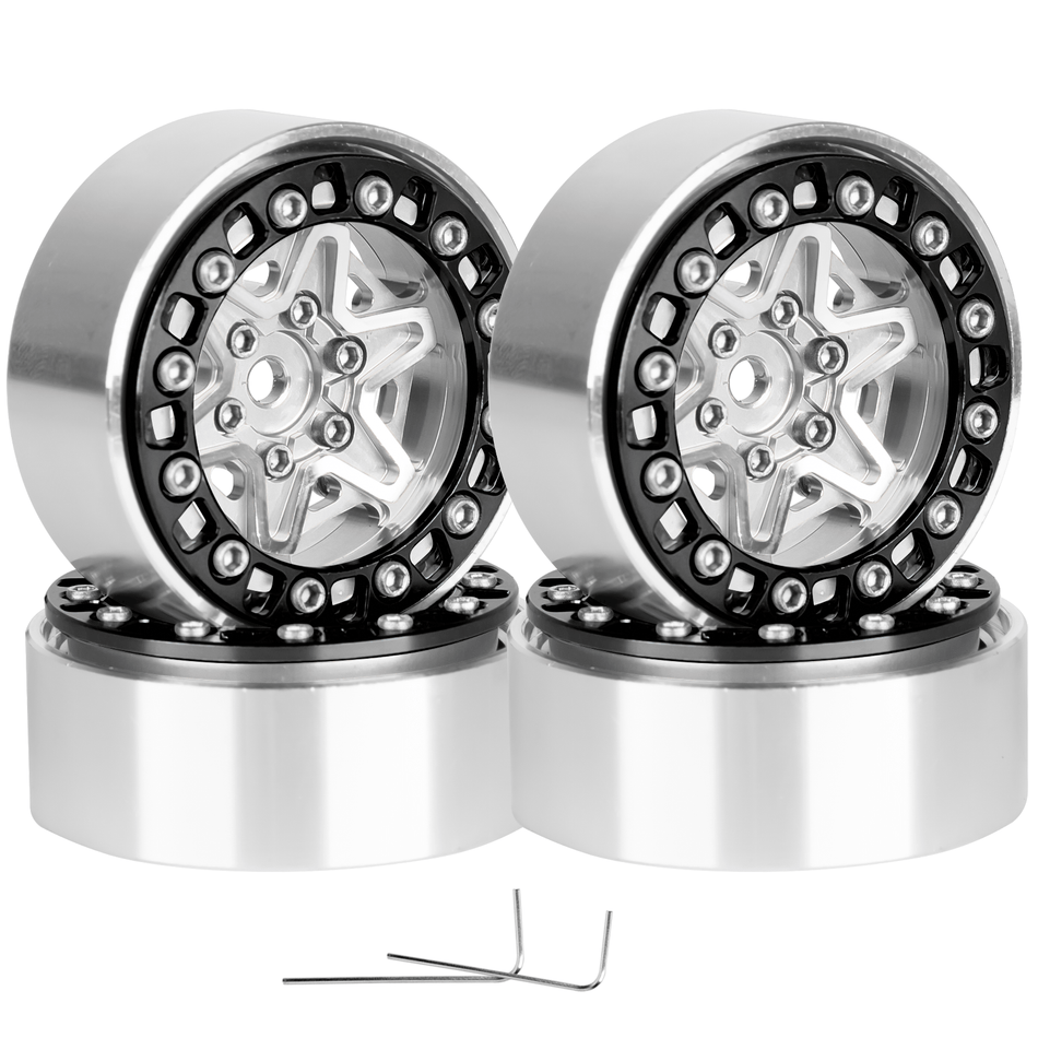RCarmumb 1.3 Inch RC Crawler Wheels Aluminum Alloy Rims Set Compatible with Traxxas TRX4M Redcat Ascent-18 Axial SCX24 FMS FCX24