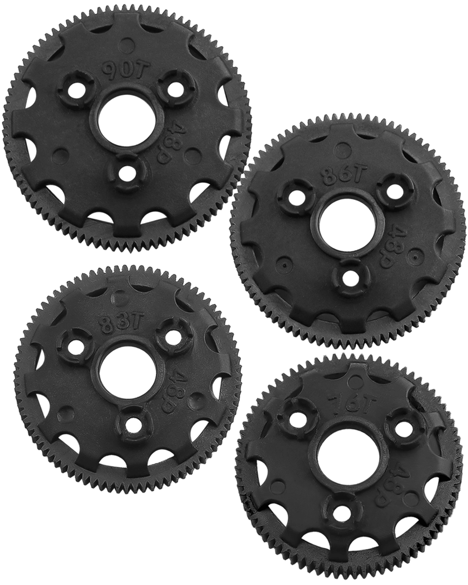 RCarmumb RC 48P 76T & 83T & 86T & 90T Spur Gear Upgrades Part for Traxxas 1/10 Slash Rustler Stampede Bandit 2WD VXL XL-5,Tough Nylon 4PCS Spur Gear Hops Up,Replace #4676#4683#4686#4690