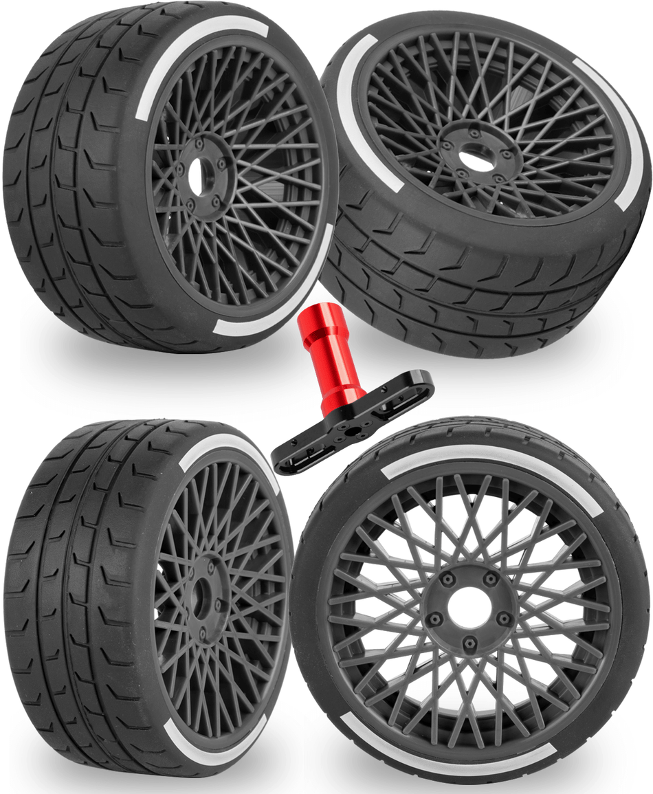 RCarmubWow RC Wheels and Tires On Road Tire Tyre for Arrma 1/7 Felony 6S BLX,17mm Hex Plastic Wheels RC Truck Tires Highway Tire On Road Tyre,4pcs