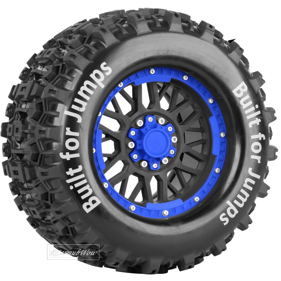 RCarmumb 1/8 1/10 17mm Hex RC Truck Tires,Wheels and Tires for 1/10 Traxxax E-Revo T-Maxx Summit,1/8 Arrma Kraton Outcast 6S,Traxxas Sledge,4PCS