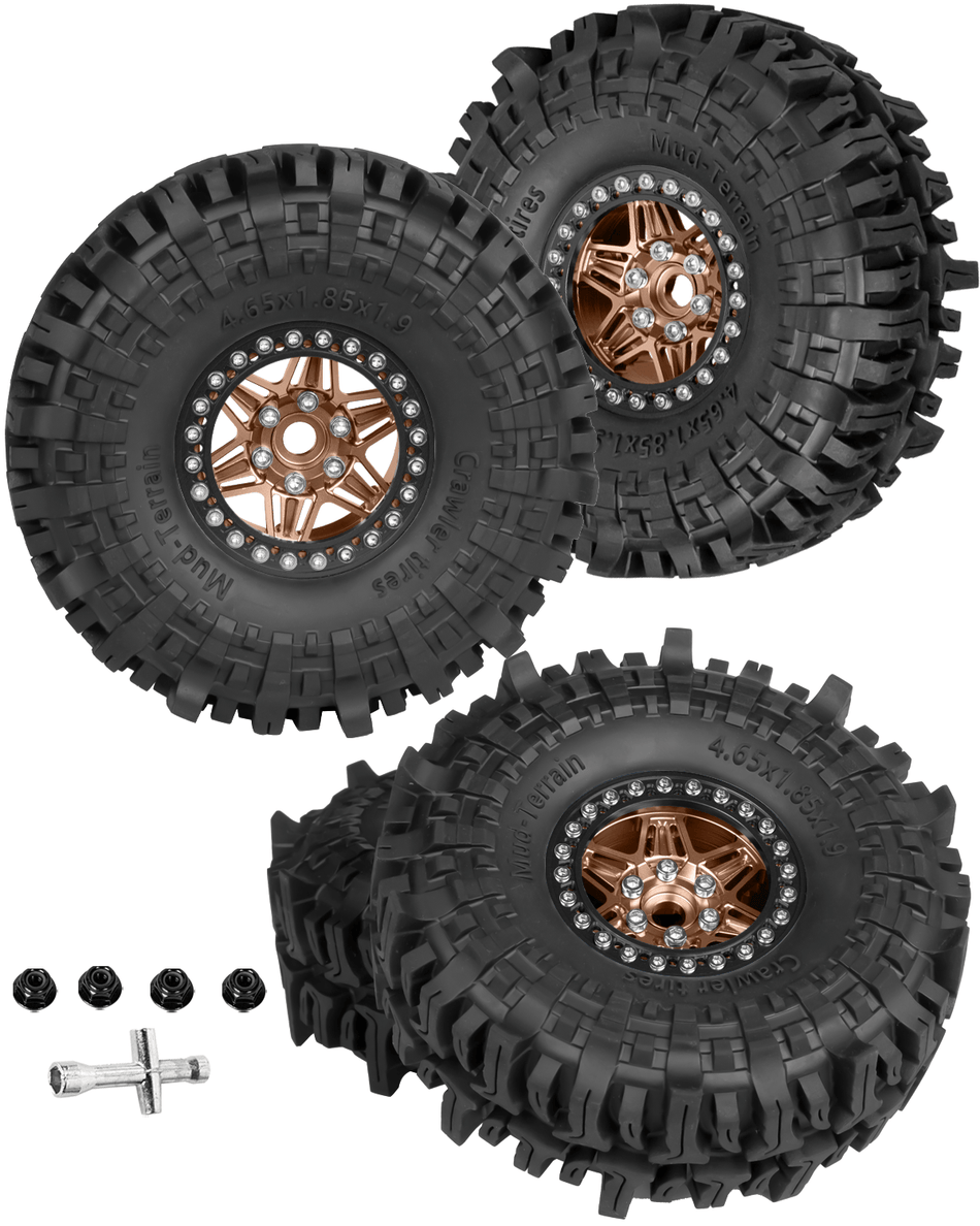 RCarmumb RC 1.9 Beadlock Wheels and Tires for 1/10 Axial SCX10 Crawler