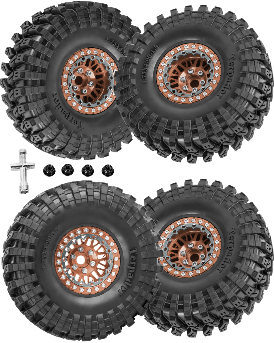 RCarmubWow RC 1.9" Beadlock Wheel 1.9 Beadlock Tire for 1/10 Axial SCX10 90046 AX103007 SCX10 II III,Traxxas TRX4 6,Redcat Gen7 8 RC Crawler