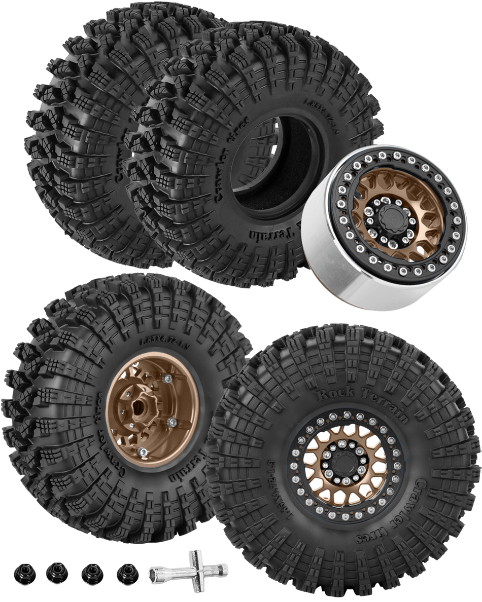 RCarmubWow 1.9" Beadlock Wheels and Tires for 1/10 Axial SCX10 90046 AX103007 Traxxas TRX4 TRX6 D90 Gen7 8 MST VS4-10 RC Crawler